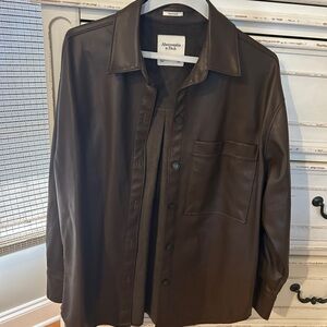 Abercrombie & Fitch Women’s Brown Button-up Shirt Jacket Oversized Small